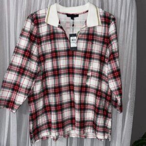 Tommy Hilfiger plaid men quarter inch sleeve!